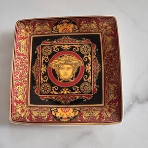 Versace Red and Gold Baroque Medusa Plate